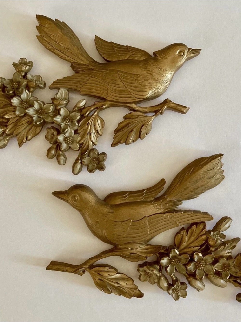 3Pc Vintage 1967 Syroco Gold Dogwood/Cherry Blossoms Floral Wall Art Hanging
